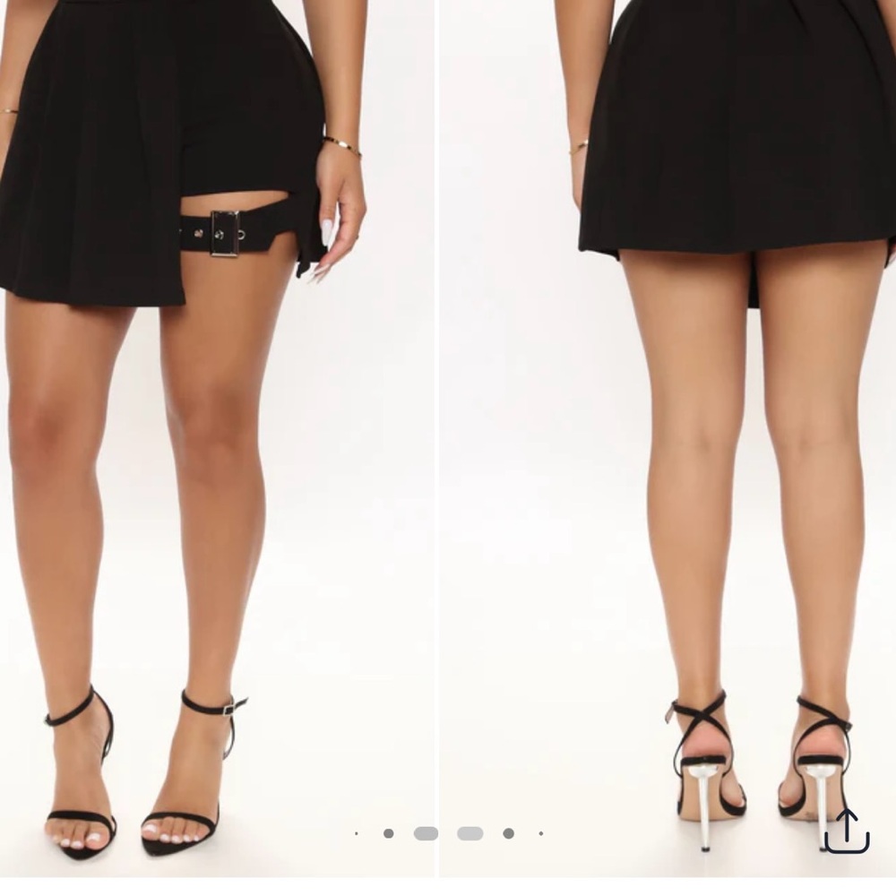 Chic Black Mini skort with Buckle Detail